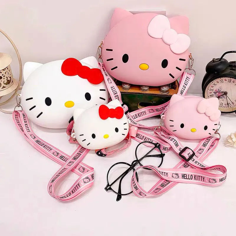 2 Sizes Hello Kitty Kawaii Messenger Bag Travel 3D Shoulder Bag And Small Purse Phone Bag Clutch Handbag