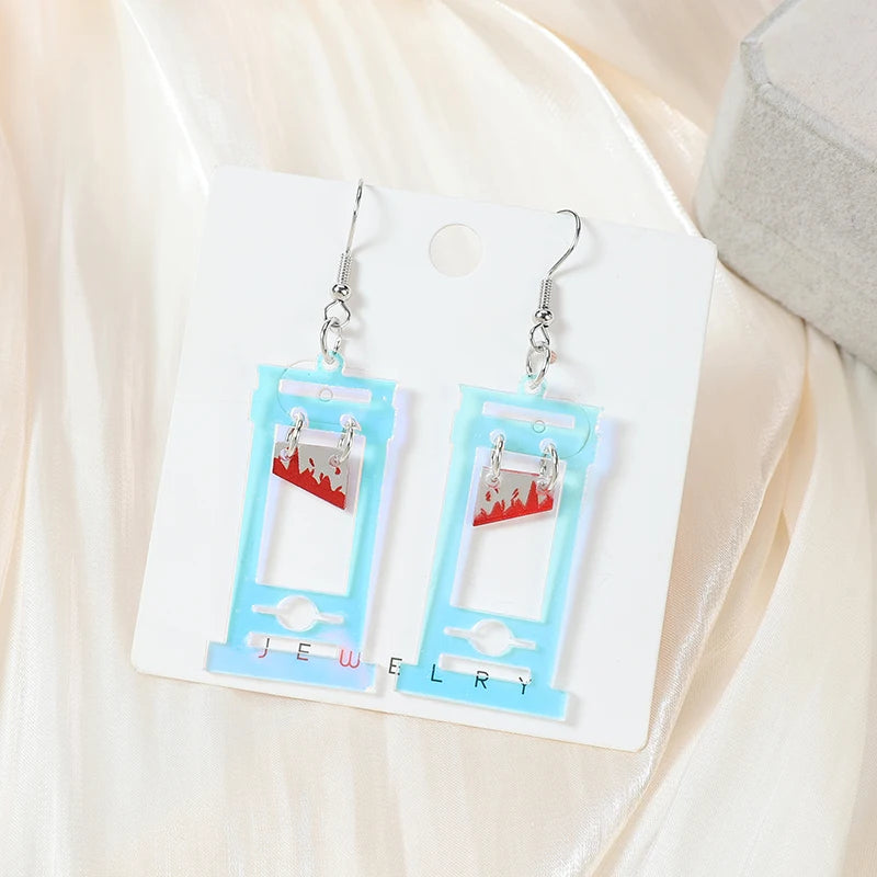 Funny Bloody Guillotine Acrylic Dangle Earrings - Girls' & Women's Festival Birthday Gift Jewelry