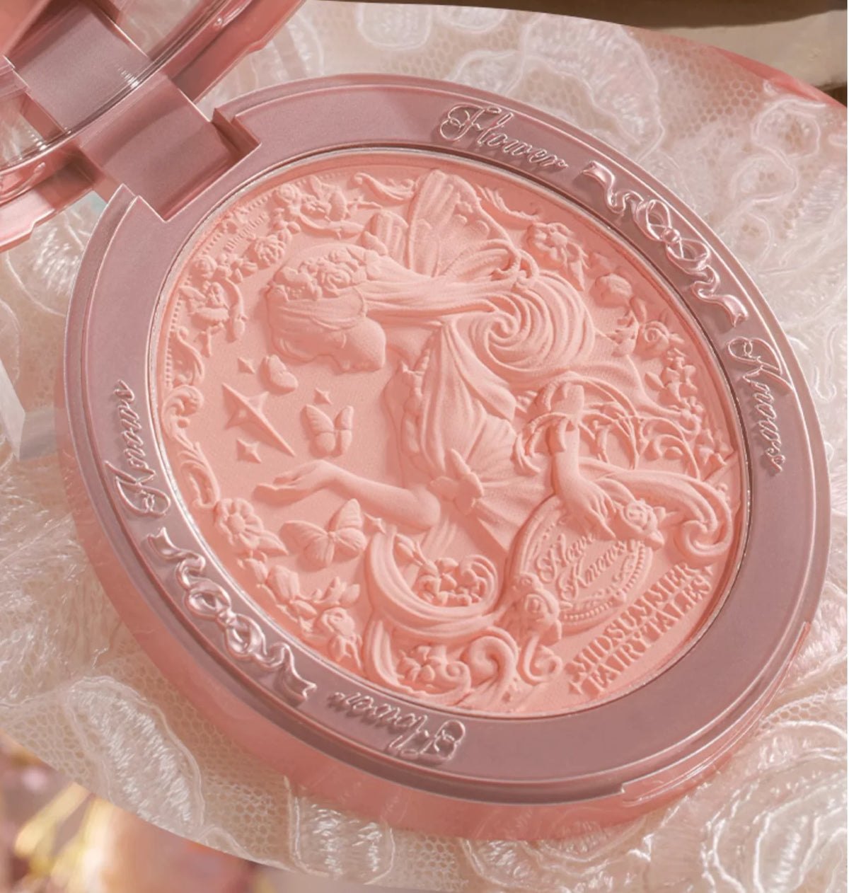 Flower Knows Velvet Embossing Delicate Matte Blush Pigment Midsummer Fairytales Series Natural Nude Women Face Makeup Cosmetics