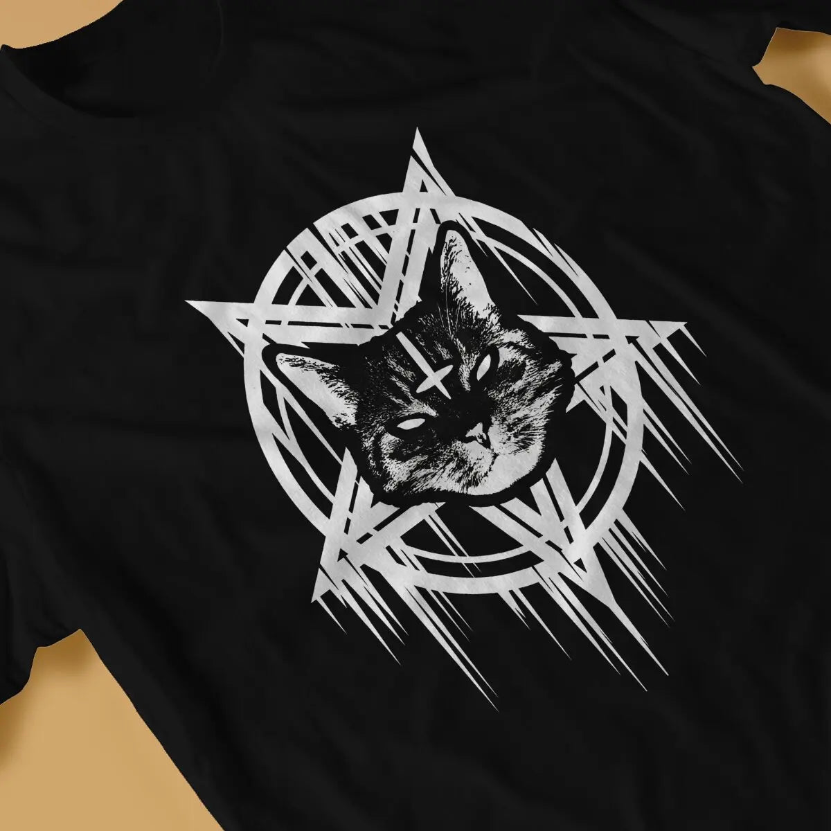 Satanic Black Metal Cat T-Shirt - Baphomet, Lucifer, CATAN 666 | Men's & Women's