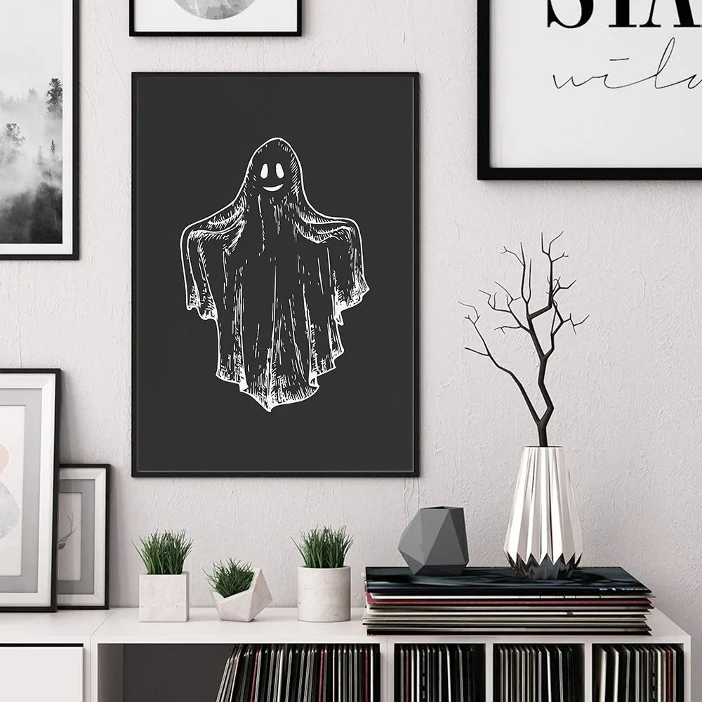 Boho Witch Poster Abstract Canvas Painting Hocus Pocus Halloween Art Print Nordic Crow Skull Wall Picture Living Room Home Decor