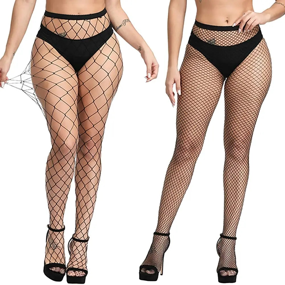 Fashion Mesh Stocking Tights Plus Size Black Hollow Out Fishnet Pantyhose