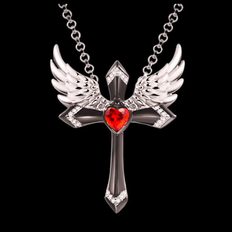 Classic Fashion Angel Wings Pendant Necklace - Elegant Cross Guardian Jewelry Accessory, Perfect for Anniversary Parties and Banquets, Ideal as Gifts