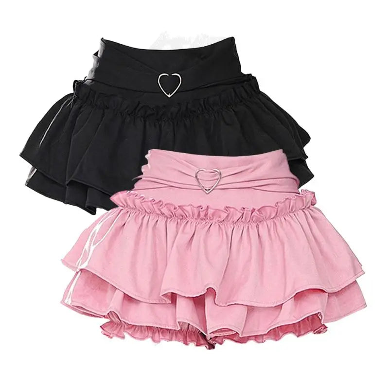 Kawaii Mini Skirt for Women - Summer Lolita Y2K High Waist Sweet Skirt, Hot Girls Korean Style Safety Short Skirt