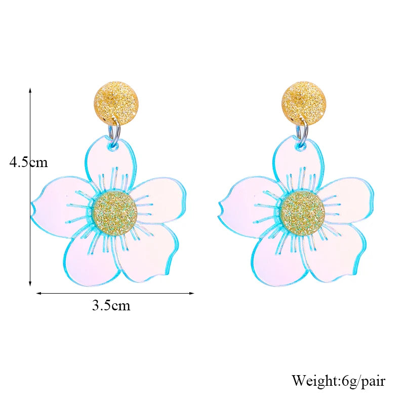 Creative Dazzling Flowers Drop Earrings for Women - Fashion Laser Acrylic Jewelry, Party Gifts by YAOLOGE