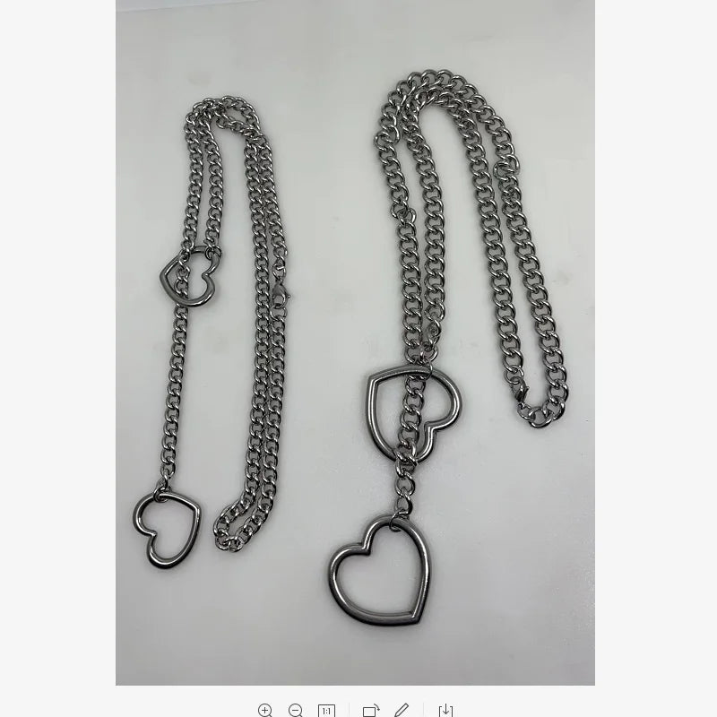 Heart Necklace for Men and Women - Short Stainless Steel Chain with Personality, Long Chain Jewelry