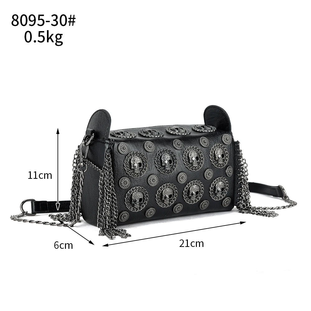 2024 Skull Rivet Tassel Fringe Handbag Chain Crossbody Bags