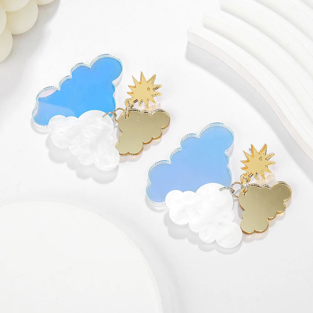 Creative Clouds Earrings Unique Lightweight Cute Acrylic Cloud Stud Earrings for Women Girls Personalized Jewelry Gifts