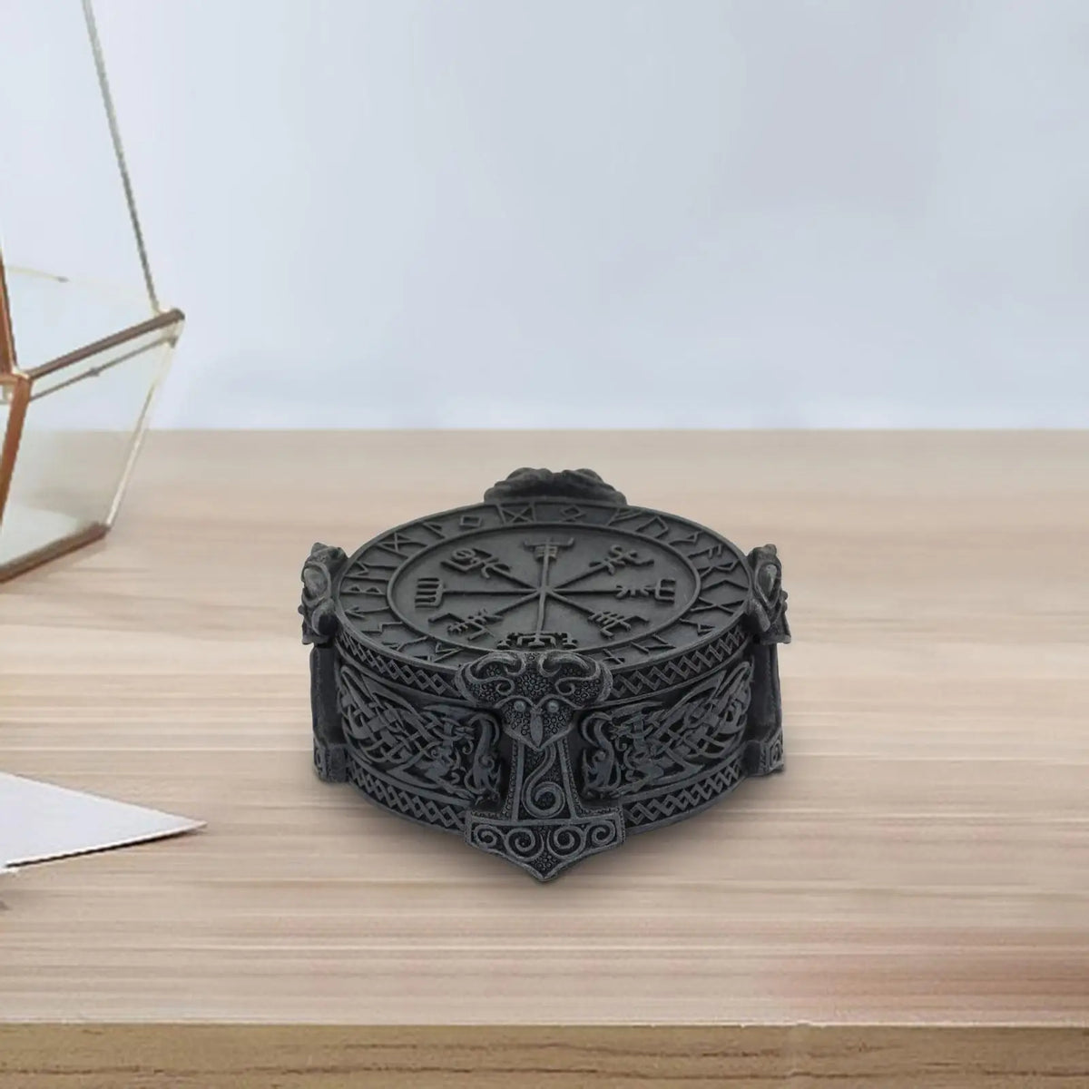 Viking Trinket Jewelry Box - Tabletop Ornaments Display Holder for Home Decor, Birthday Gift Collectible