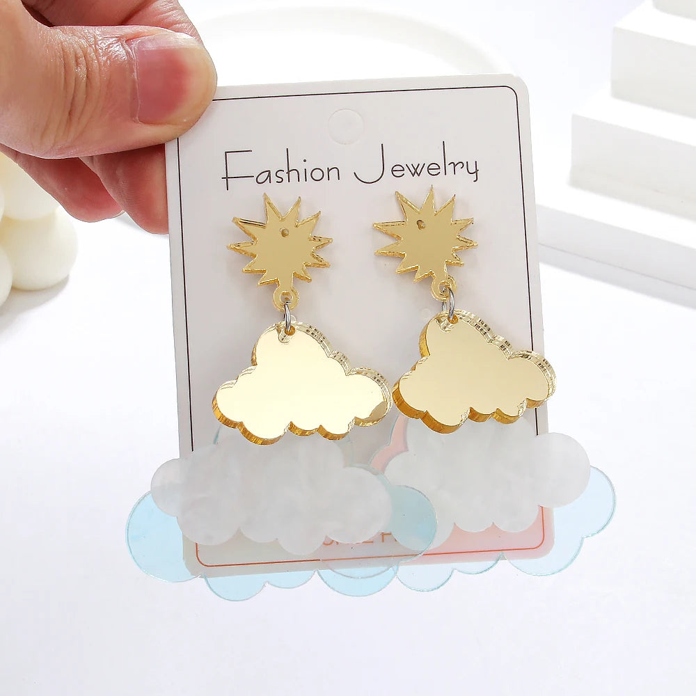 Creative Clouds Earrings Unique Lightweight Cute Acrylic Cloud Stud Earrings for Women Girls Personalized Jewelry Gifts