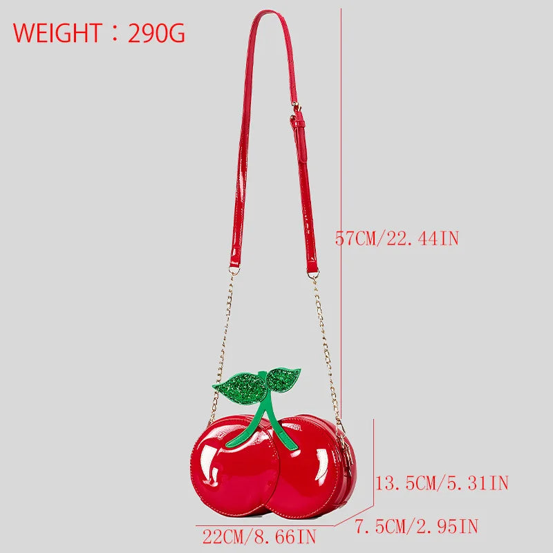 Creative Cherry Design Crossbody Bag for Women – Cute Chain Shoulder Bag, Funny Novelty Messenger Bag, Small Female Purses 2024