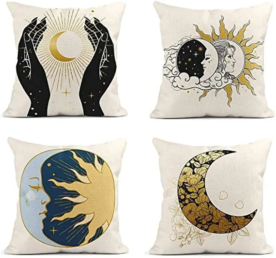 Celestial Pillowcase Moon Print Pillowcase, Linen Decorative Cushion Cover for Sofa Living Room Bedroom cushion cover 45x45