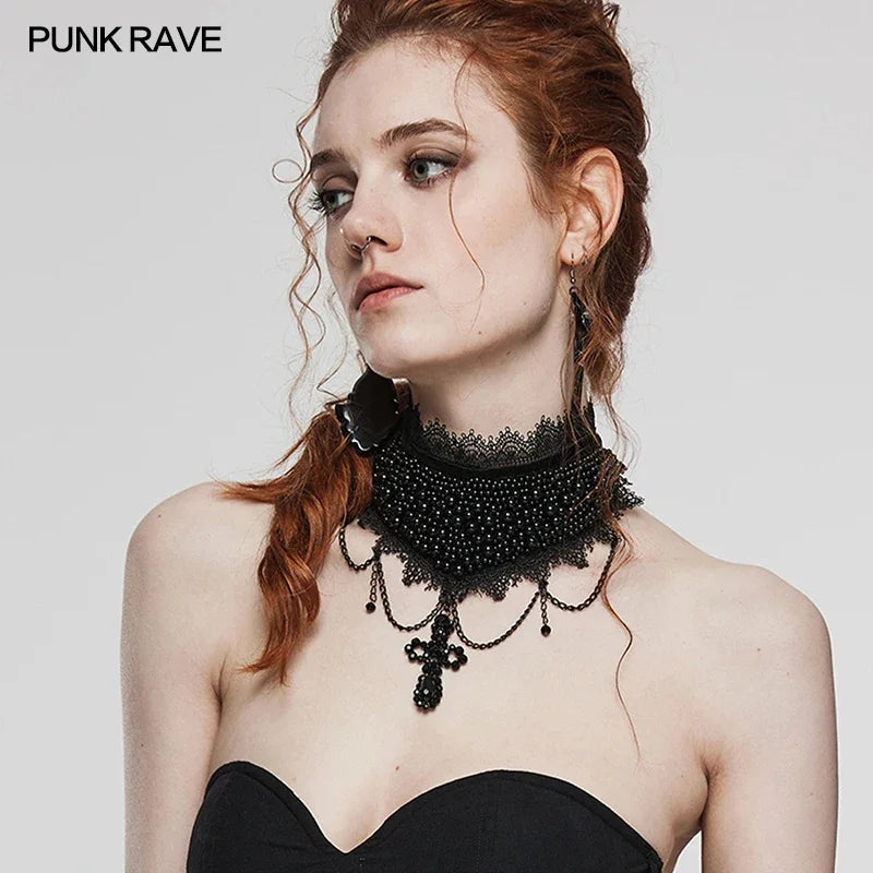 PUNK RAVE Women’s Gothic Choker – Heavy Processed, Noble Temperament Party Club Necklace