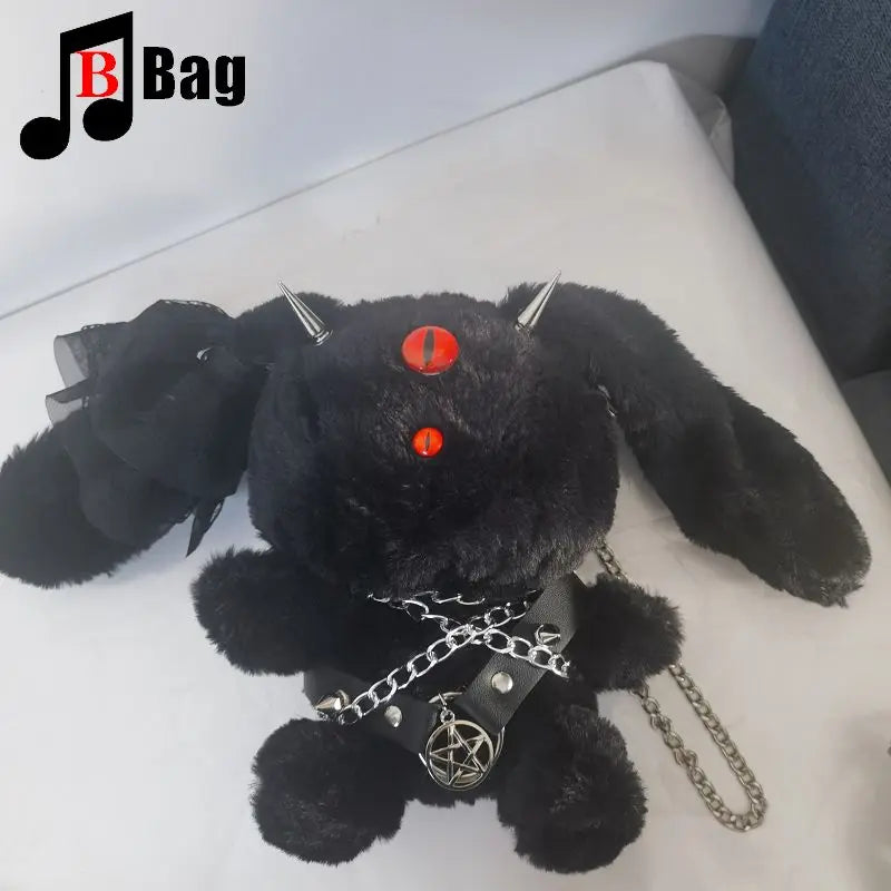 Cosplay Devil Rabbit Plush Crossbody Bag: Spicy Gothic Punk Style, Harajuku Y2K Tote with a Cute Twist