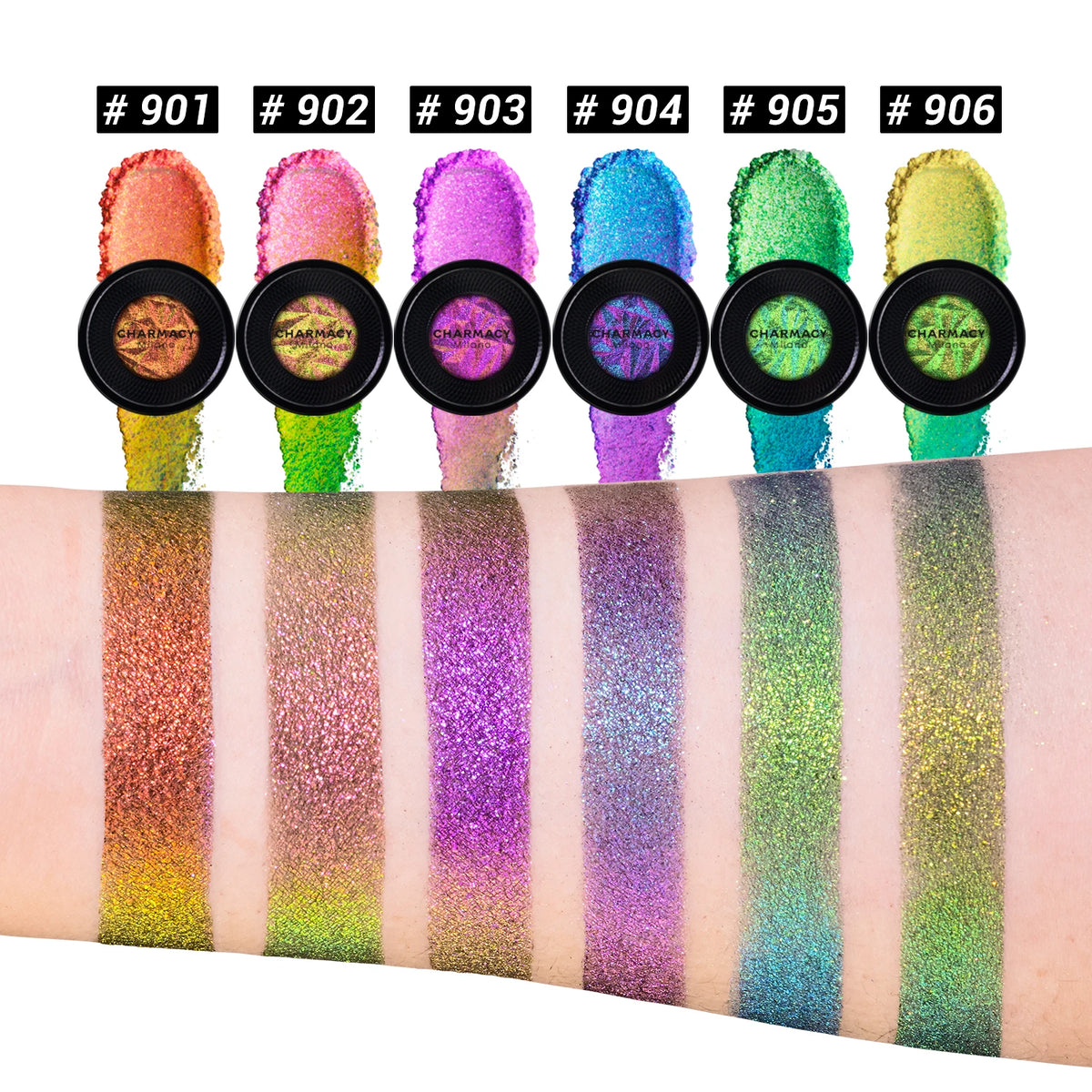 SEO Title: CHARMACY Shiny Duochrome Eyeshadow Set | Long-lasting Glitter Eye Shadows with Primer