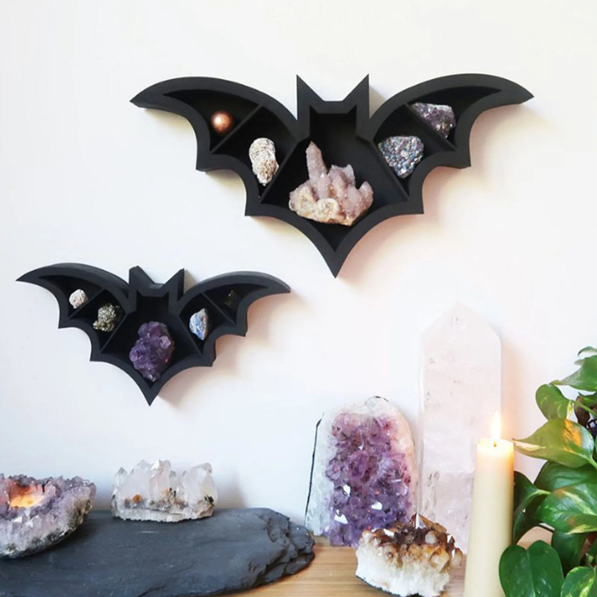 Bat Shelf Coffin Crystal Spooky Floating Shelves Goth Decor Wall Decor for Bedroom Kitchen