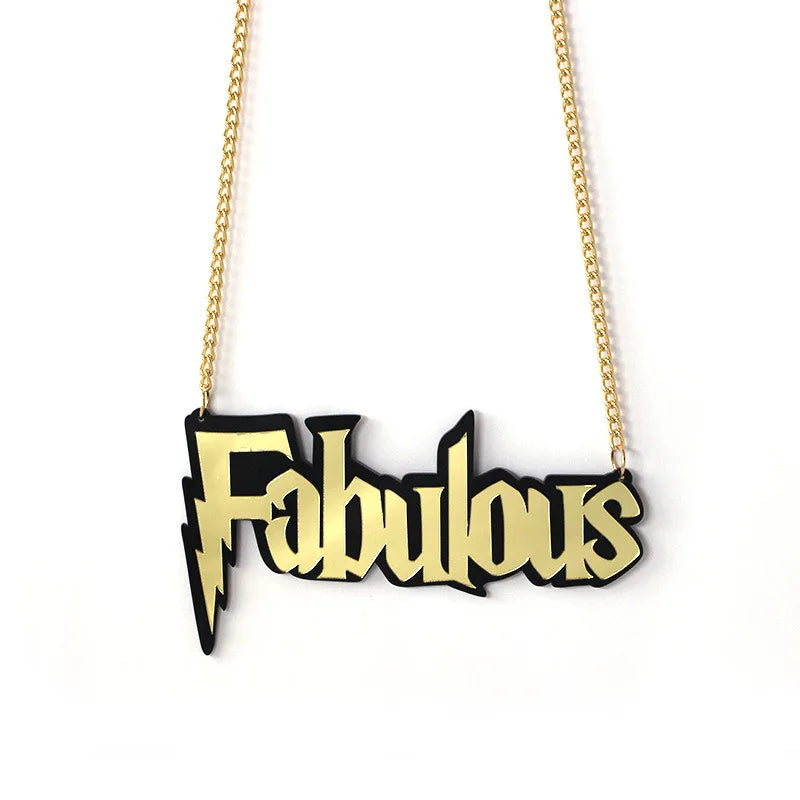 Acrylic Letter Necklace for Women - Goth Queen Hip Hop Chain, Witch Freak Halloween Necklace, Fashion Jewelry for Party Girls Gift