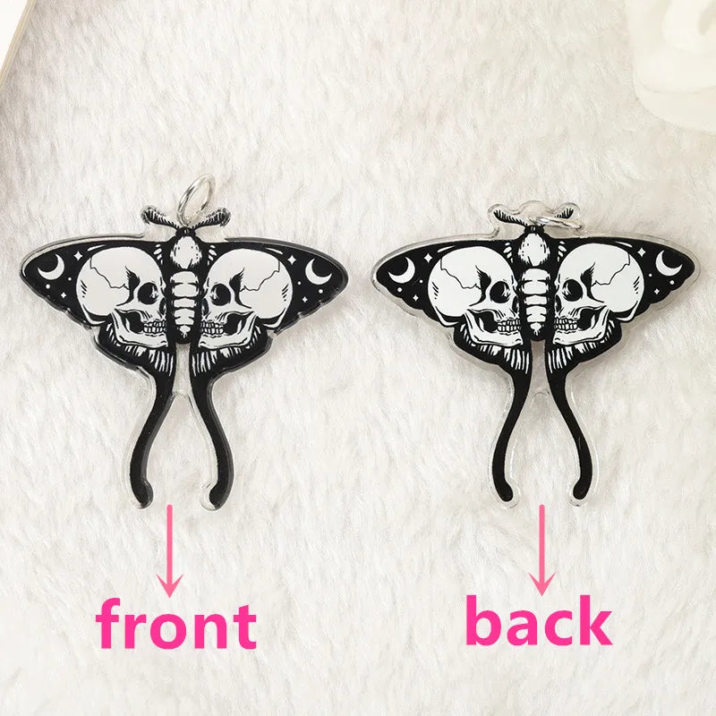 1Pair Fashion Hollaween Dangle Earrings Acrylic Skull Butterfly For Women Birthday Gift