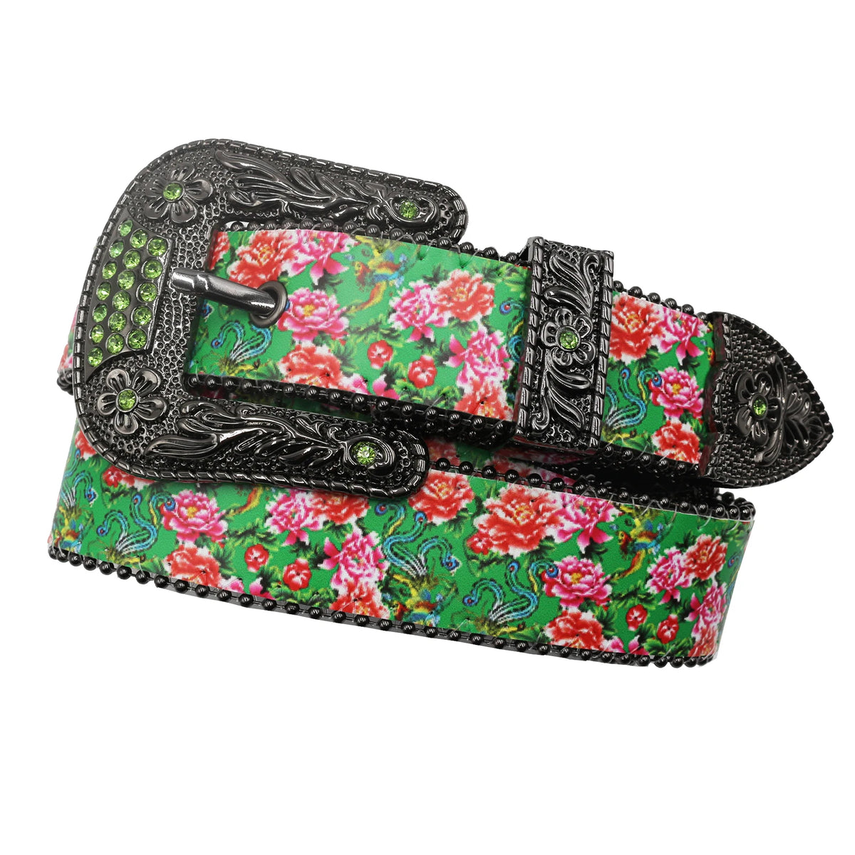 Rhinestone Printed Belt For Women Men Western Leather Belt Crystal Encrusted Cowboy Cowgirl Diamond Punk Belt