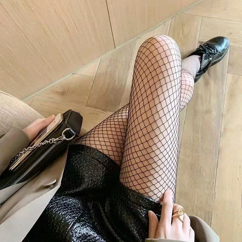 Fashion Mesh Stocking Tights Plus Size Black Hollow Out Fishnet Pantyhose