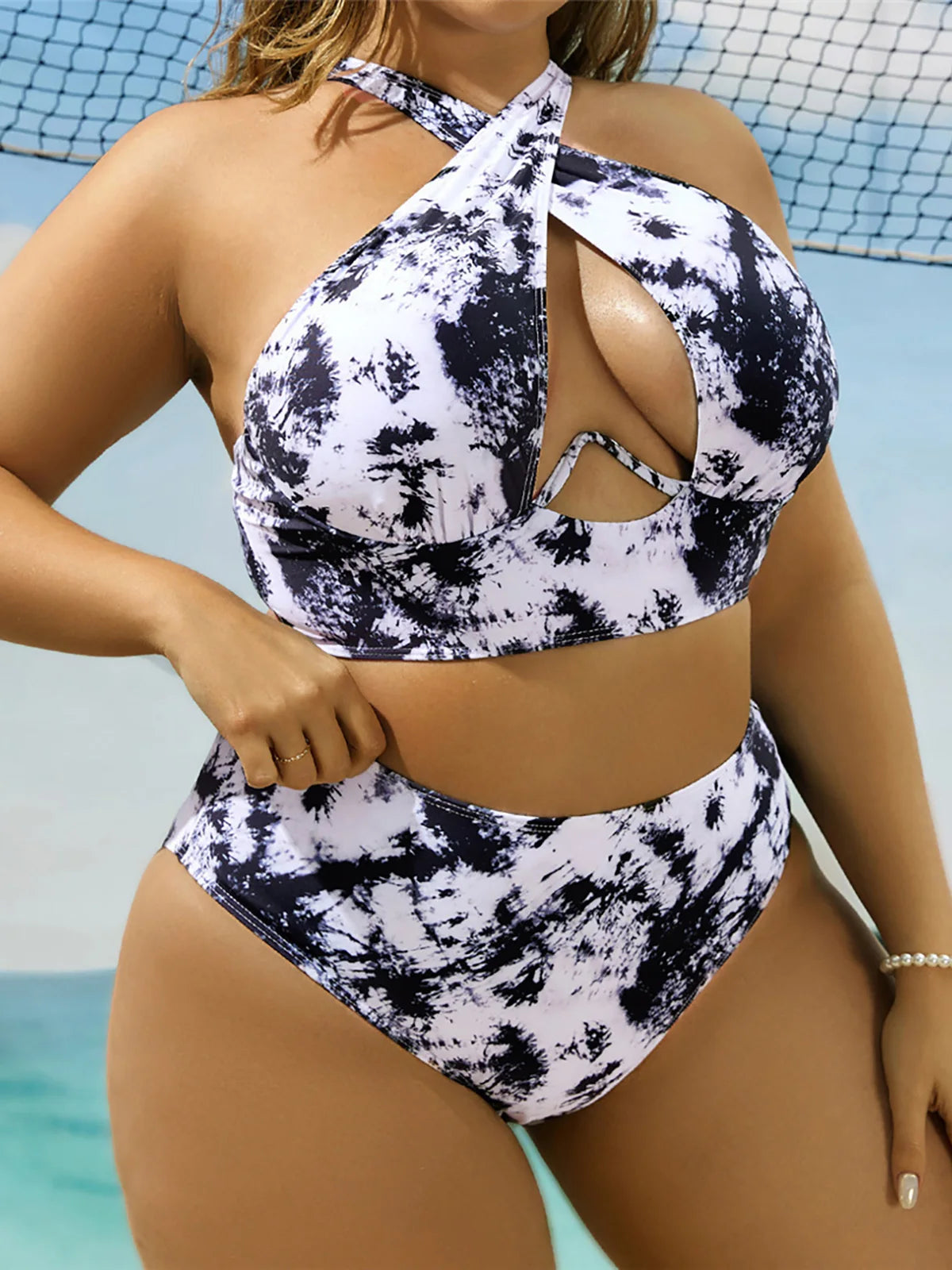 New Plus Size Printed Bikini Swimwear 0XL-4XL - Two-Piece Swimsuit for Women, Style K5630