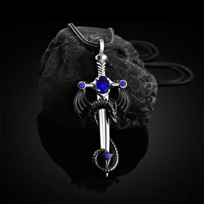 Classic Creative Dragon Sword Pendant Necklace - Personality Jewelry Birthday Gift