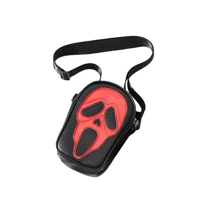 Vintage Halloween Gothic Skull Crossbody Bag: PU Leather Streetwear Chic with Y2K Aesthetic Twist