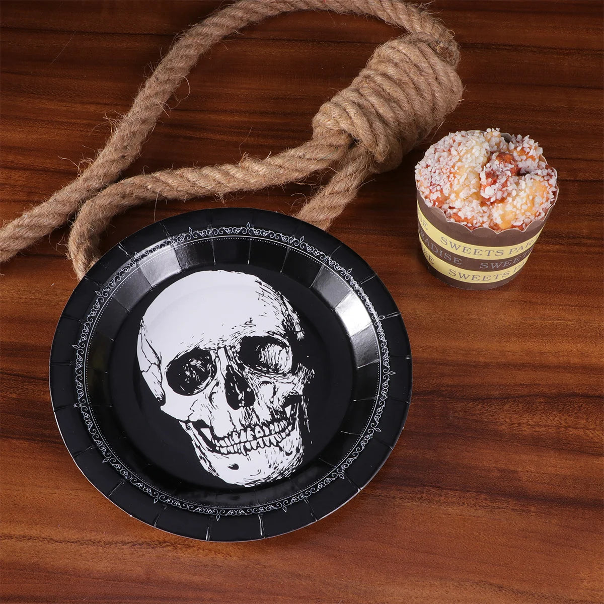 10 PCS Skull Pattern Halloween Paper Plates - Disposable Fun Party Plates, Perfect for Halloween Parties and More