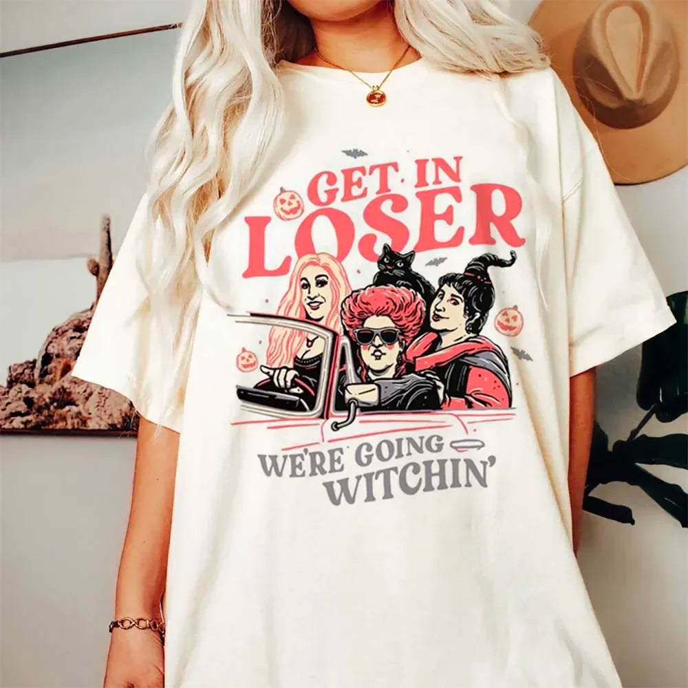 Get In Loser’ Printed Women's T-Shirt – Cute & Casual Short Sleeve O-Neck Top