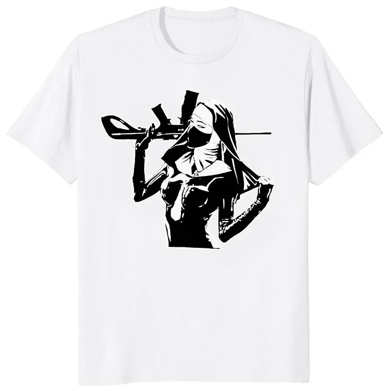 Cartoon Nun Pin-Up Unisex T-Shirt - Church of Satan Anton LaVey Satanic Occult Gothic Tee | Classic Girl Tops