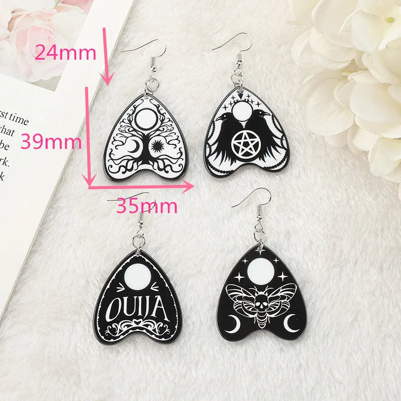 1 Pair of Ouija Magic Tree Girl Dangle Earrings - Creative Acrylic Raven Butterfly Ouija Earring for Women - Birthday Gift