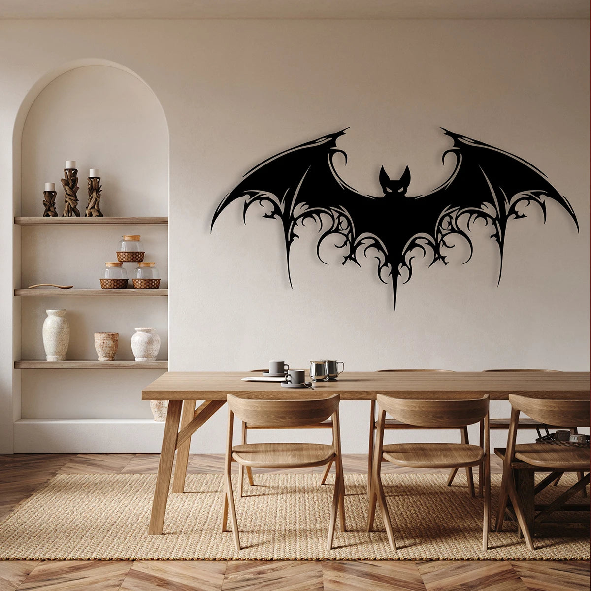 1pc Halloween Black Bat Wall Decor, Modern Bat Silhouette Wall Art Sculpture Bat Metal Art Wall Decor, Holiday Decoration