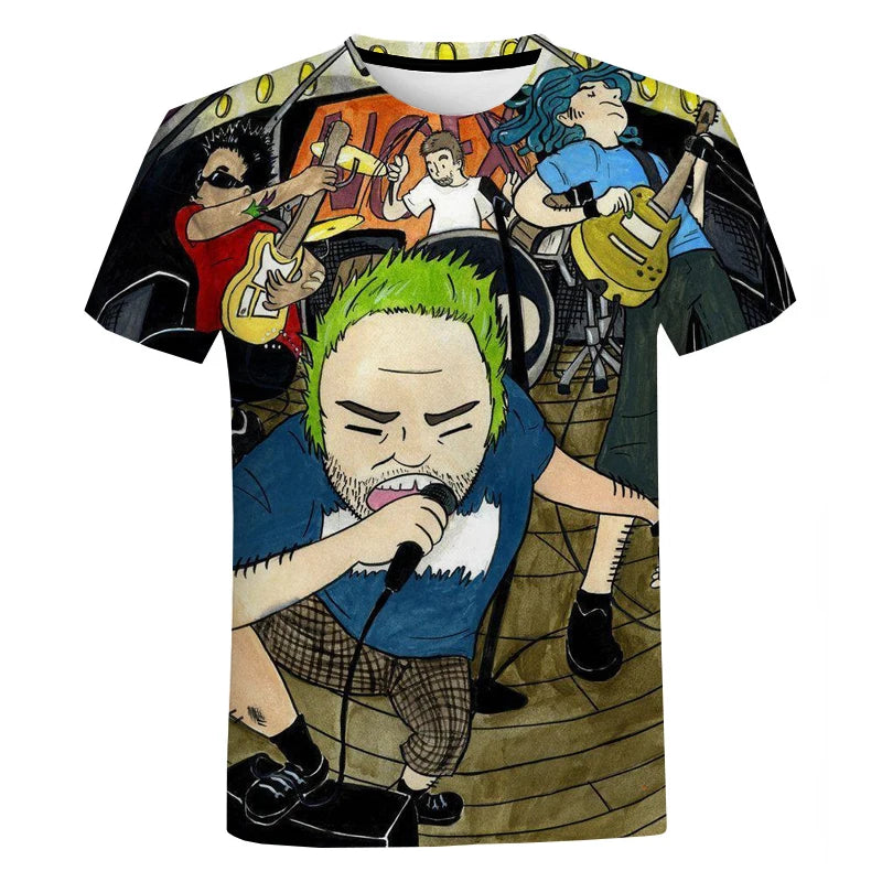 Punk Rock Band Nofx 3D Print Round Neck Short Sleeved Graphic Print Tee Shirts