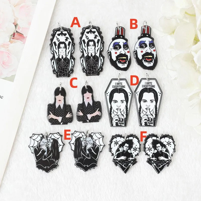 Gothic Halloween Horror Movie Character Dangle Earrings - Creative Print Acrylic Handmade Jewelry for Women