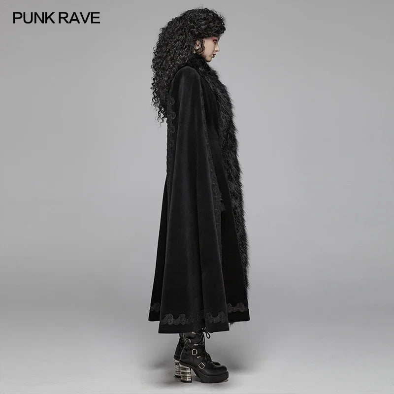 PUNK RAVE Women's Gothic Vintage Long Trench Coat - Gorgeous Cape for Evening Party, Halloween, and Stage Performance