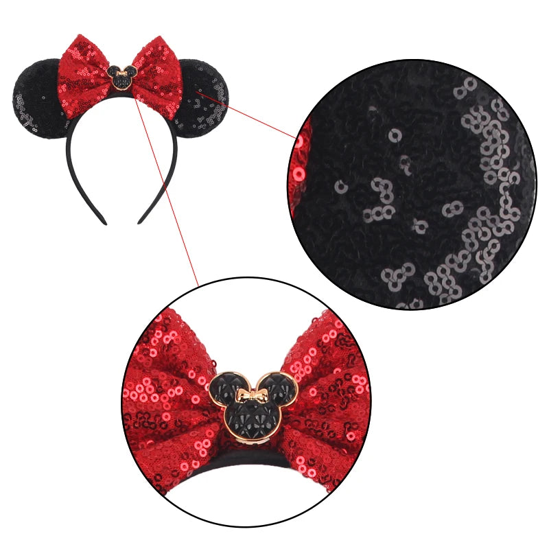 2024 New Halloween Mickey Mouse Ears Headbands Sequins Hair Bow Women Festival Party Cosplay Hairband Gift Kids Hair Accessories