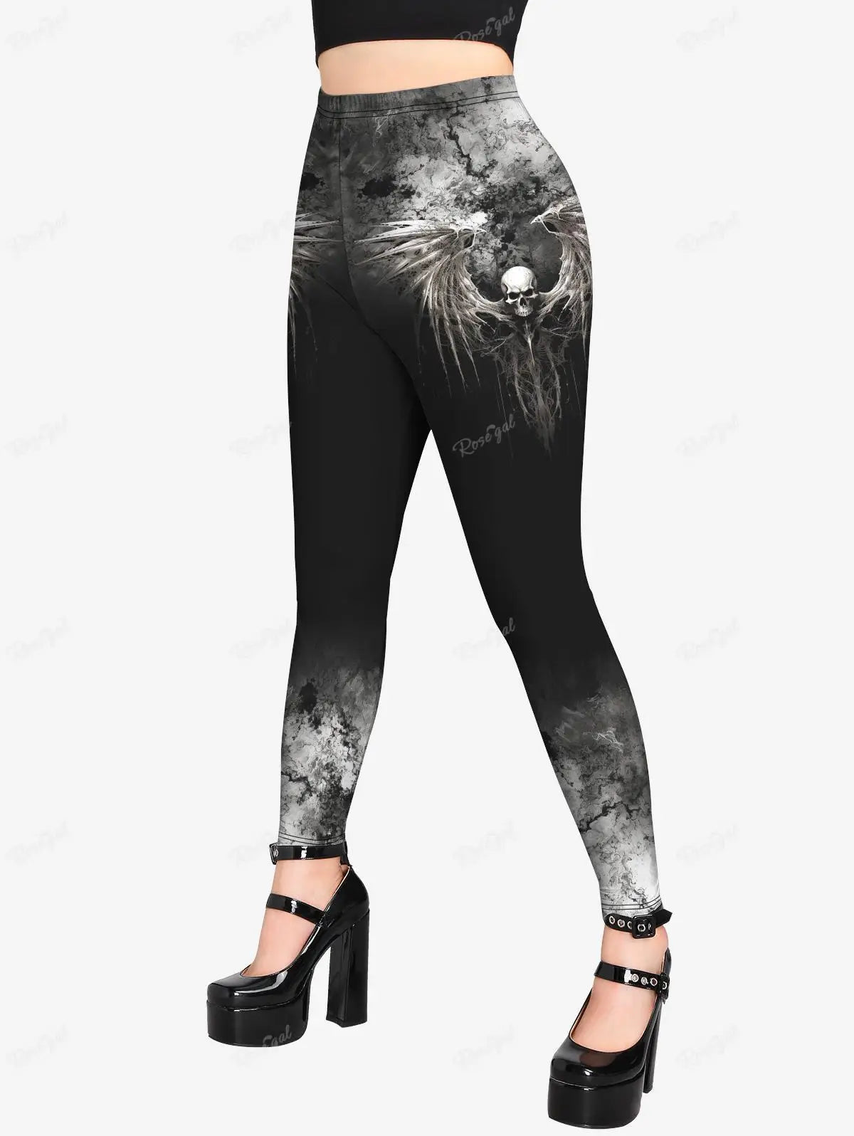 Plus Size Gothic Women's Skinny Leggings | 3D Skull, Cat, Dinosaur Prints | Pencil Pants Bottoms for All Season Wear