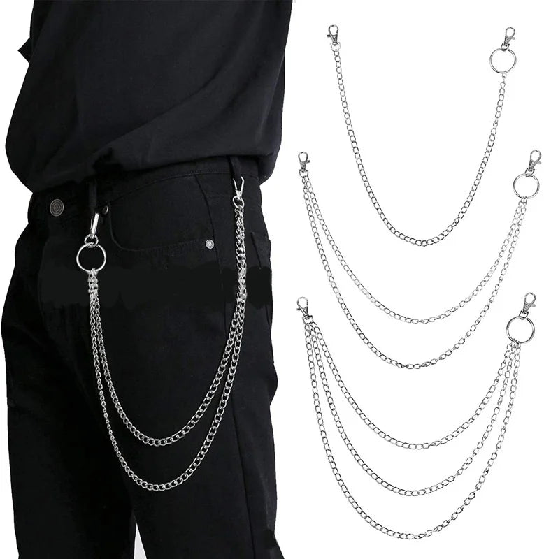 1Pc Stainless Steel Punk Rock Metal Pants Waist Chain Men Women Key Chain Big Ring Wallet Keychain Jeans Unisex Hip-hop Jewelry