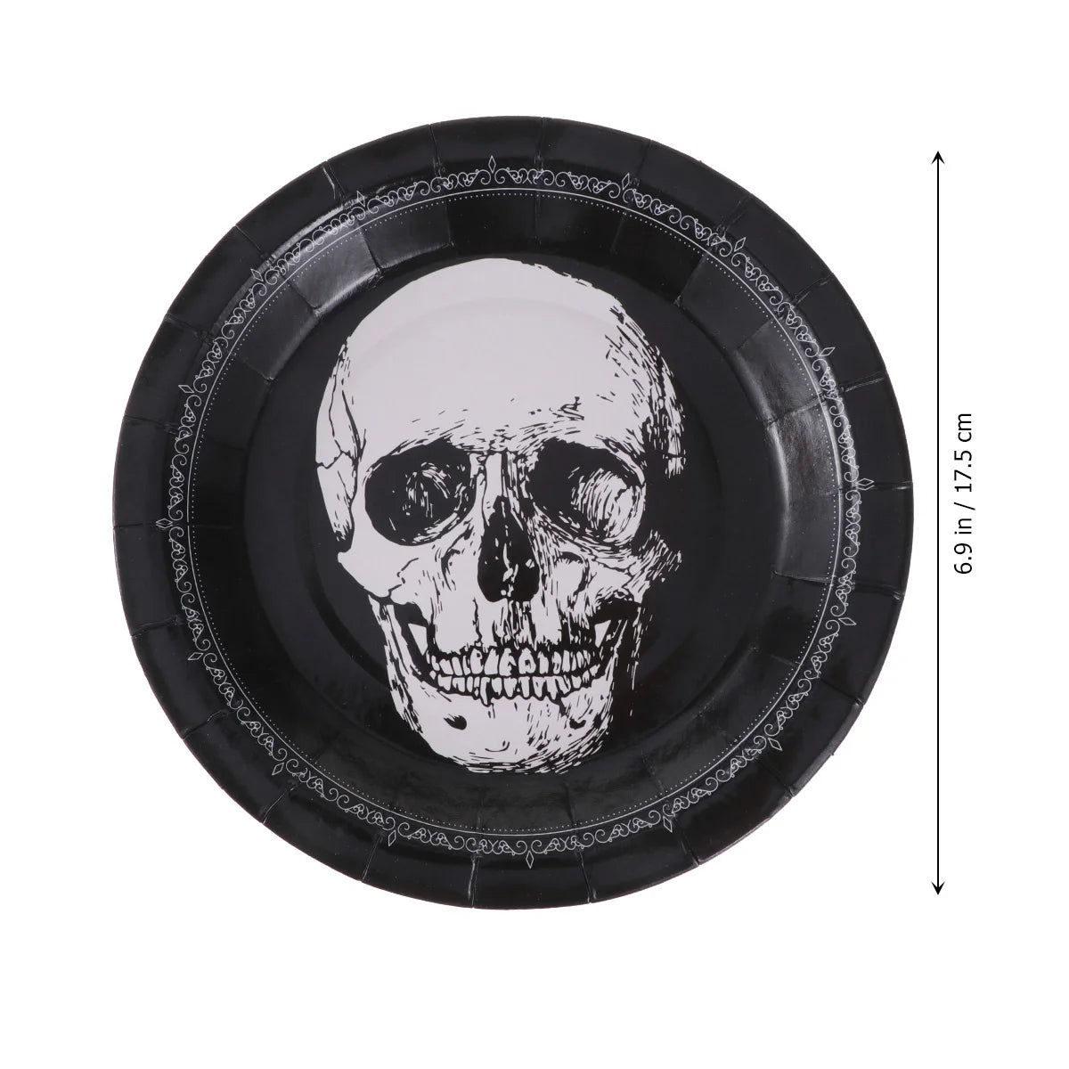 10 PCS Skull Pattern Halloween Paper Plates - Disposable Fun Party Plates, Perfect for Halloween Parties and More