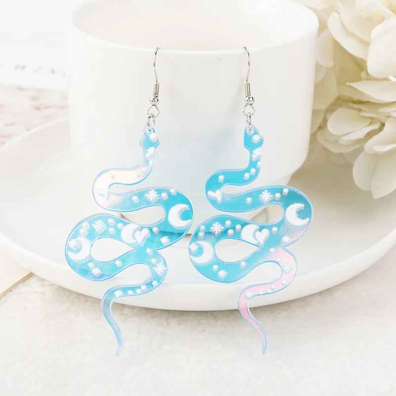 1 Pair Creative Halloween Charm Drop Earrings – Acrylic Magic Snake Design, Women's Jewelry Holiday Gifts