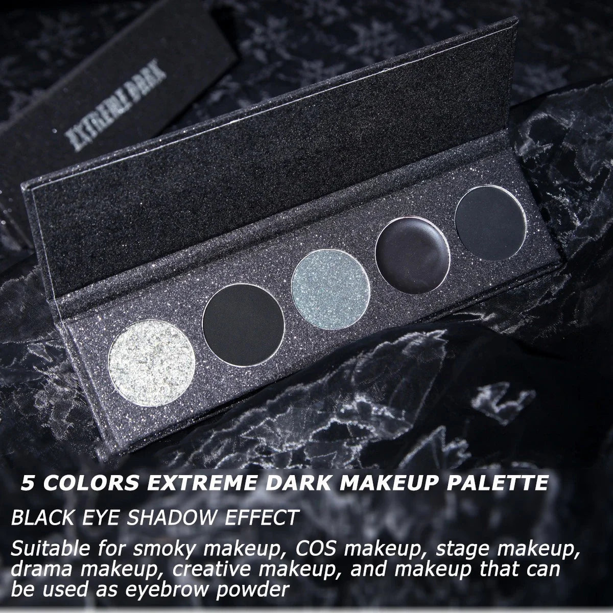 5-Color Black Smokey Eyeshadow Palette | Matte Contour Powder & Shimmer Pigments | Long-lasting All-in-One Women’s Makeup