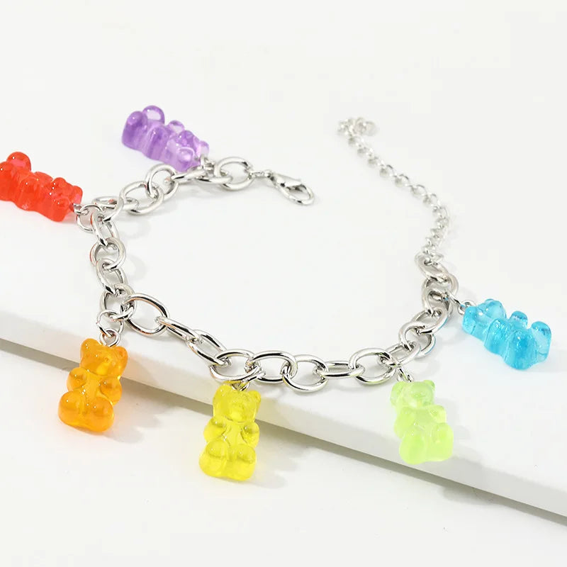 Cute Gummy Bears Bracelet for Women Sliver Charm Baby Bracelet Bohemia Boho Jewelry Accesorios Gifts Pulceras Y Brazaletes Mujer