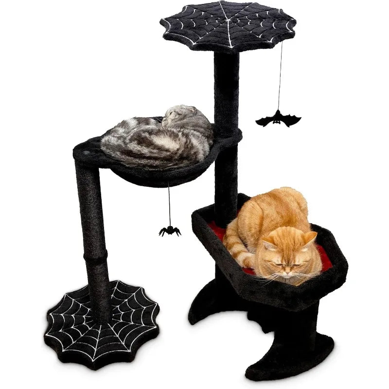 Gothic Tree with Coffin Bed – Unique Gothic Tower Design, Coffin Tree with Scratching Posts for Cats