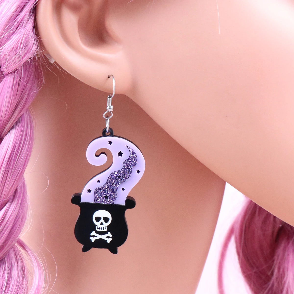 Trendy Halloween Drop Earrings – Acrylic Jewelry with Witch, Cauldron, and Skull Design for Women