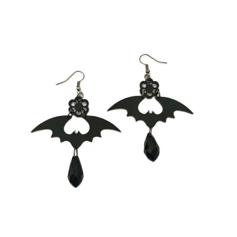 KUGUYS Halloween Black Bat Drop Earrings for Women Party Acrylic Jewelry Accessories