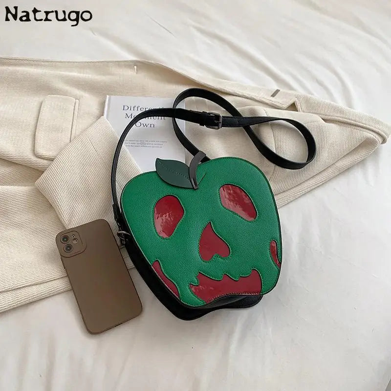 Poisoned Apple Crossbody Bag - Funny Novelty Shoulder Handbag in PU Leather