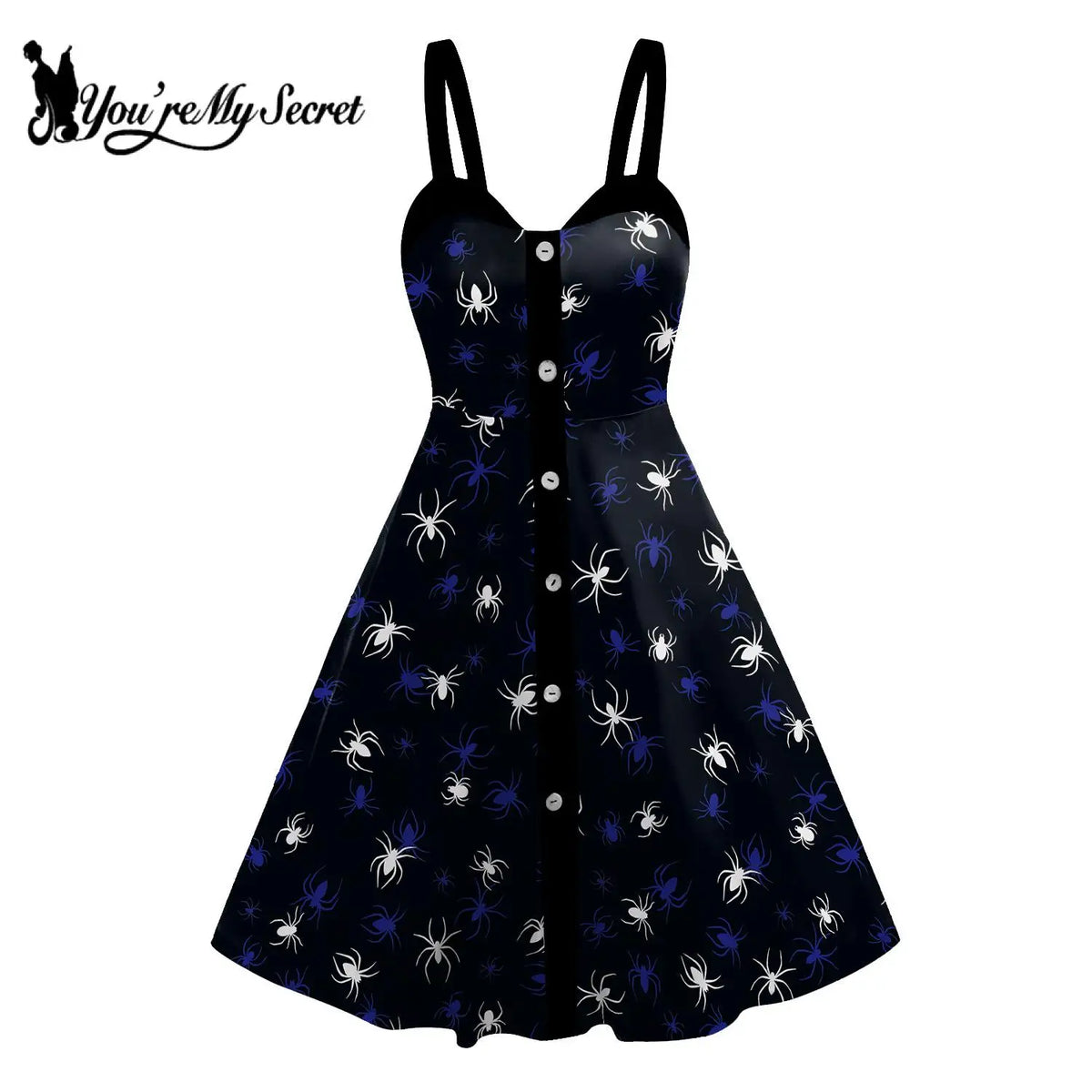 [You’re My Secret] Halloween Vintage Women Dress | Summer 2023 3D Print Scary Gothic Backless Slip Dress