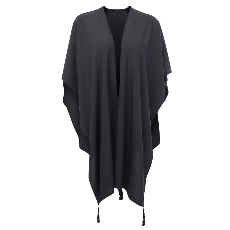 Gothic Black Retro Moon Print Loose Bat Wing Sleeved Cloak Jacket