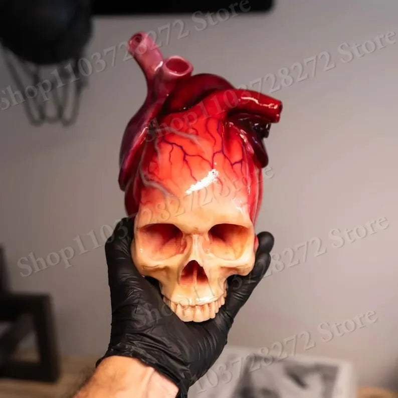 2024 Skull Heart Halloween Atmosphere Props Resin Crafts Horror Decoration Halloween Decoration Party Gifts