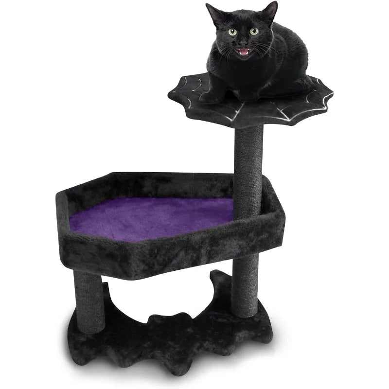 Gothic Tree with Coffin Bed – Unique Gothic Tower Design, Coffin Tree with Scratching Posts for Cats